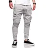 Autumn New Men Slim Fit Urban Straight Leg Long Lace Up Trousers Casual Pencil Jogger Cargo Long Pants Fashion244w