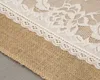 275cm*30cm Jute Table Runner White Lace Burlap Fabric For Wedding Chair Sashes Burlap Ribbon Hessian DIY Supplies