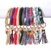 Sunflower Round Bracelet Personalized Leather Tassel Bracelet Keychain Lanyard Bangle Key Holder tassel keychain bracelet Pendants RRA-2068