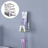 Stainless Steel Toothbrush Holder Punch-free Wall Mount Bathroom Toothbrush Toothpaste Rack Home Bath Accessories Shelf HHA1185