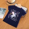 Neonate Unicorn T-shirt solido del fumetto breve lettera manica Pullover bambini casuale ragazze del fumetto della ragazza dei vestiti del bambini 2-6T 07