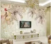 Papéis de parede modernos para sala de estar 3d tridimensional luxo europeu joias com diamantes flor parede de fundo de TV