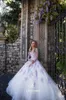 2022 Stunning Lavender Illusion Bodices A Line Wedding Dresses Sheer Neck Long Sleeves Lace Appliqued Beach Bridal Gowns Custom Made BC6015