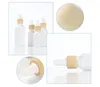 15ml 30ml 50ml frasco de vidro branco de leite de vidro clare branco com tampa plástica 1oz bambu óleo essencial