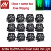 12pcs recarregável levou cubo par de luzes 6x18w rgbwauv 6in1 bateria hexa bateria dmx wireless uplight estágio plano lata eventos de casamento outlighting