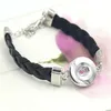 Groothandel nieuwe collectie 3 kleuren gevlochten lederen armband Bangle verwisselbare Snap armband voor vrouwen 18 mm Snap sieraden