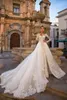 Vestido de Noiva Sirena Vestidos de novia de encaje con tren desmontable Magníficos apliques de manga larga Vestidos de novia