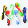 High Quality Mini Colored Silicone Hand Pipe Smoking Pipes with thick glass bowl oil rig