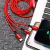 Кабели зарядного устройства Cableger 3 в 1 в 1 кабель Micro USB Тип C 2.4A USB -порт Многократный кабель мобильного телефона быстрого зарядки