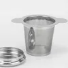 Tè Infusers carrello riutilizzabile a maglia fine colino da tè Coperchio per tè e caffè filtri in acciaio inox con 2 maniglie libero shippin LX2353