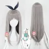 Meng S Kanzaki Hideri MMA Meiko Cosplay Pruik Grijs Lange Straight Hair + Wig Cap