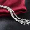 Collier de chaînes de vague d'eau 2mm 925 plaqué argent sterling femmes mode hommes bijoux à bricoler soi-même avec fermoir à homard timbre 16 18 20 22 24 pouces