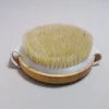 Brosse ronde pour le corps en crin de cheval naturel sans poignée Brosses de douche pour bain de peau sèche SPA Massage Brosses de douche en bois LX7421