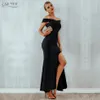 Adyce 2019 Summer Women Bandage Dress Sexy Black Long Maxi Club Dress Vestidos Elegante con spalle scoperte Celebrity Runway Party Dress T5190615