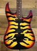 Özel Yapılmış George Lynch Signature Tiger Stripe Sunburst Mor Kenar Elektro Gitar Siyah Donanım Tremolo, Kilitleme Akortçuları