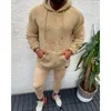New Winter Hooded Sherpa Sweater Big Pocket Teddy Fleece Fluffy Pullovers Men's Plus Size Warm Fleece Tops Streetwear
