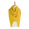 Mulher Mulher quadrada Lenço 140*140 cm de cor sólida borla longa cachecol de tamanho grande inverno shawl envolta pashmina cobertor dc948