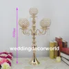 Alto de Cristal de casamento 5 vela candelabro suporte de vela suporte de metal candelabro decoração de casamento peça central decor387