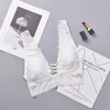 Sexy Lace Bralette Camisoles Tank Top Women Deep V Back Cross Wirefree Underwear Lingerie Brassiere