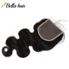 Uitverkoop Body Wave Zijden Top Vetersluiting 4x4 Braziliaans 100 Onverwerkte Zwitserse vetersluitingen Voorgeplukt Maagd Menselijk babyhaar Natuurlijke zwarte kleur 8-26 inch Bella-haar