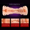 Meselo Duplo buracos masculino masturbador vibrador realista vagina anal brinquedos sexo anal para homens Handsfree Removível otário Treinador Y201118