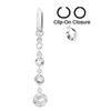 Crystal Tassel Fake Belly Butrind Rings 316L Aço jóias de jóias Ringos de piercing de barriga Sexy Fake Navel Piercing mbligo8681486