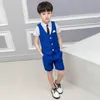 2020 Kinderen Bruiloft Kleding Set Zomer Jongens Formele Pak Vest + Shorts School Kinder Performance Tuxedo Kostuum