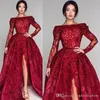 2020 Sparkly Prom Dresses Sequins Lace Long Sleeve Backless Sweep Train Evening Party Red Carpet Gowns Vestidos De Fiesta BC0652