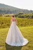 Плюс новый дизайнерский размер в стиле кантри кружевные платья Милая аппликация длиной до пола Элегантное свадебное платье свадебное платье Vestidos