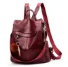Sırt çantası kadın omuz okulu çantaları genç kızlar için vintage deri önleyici sırt çantası geri paketi Lady2775