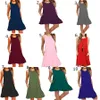 Women fashion dress 2019 Summer new solid color round neck sleeveless vest beach dress off shoulder dress 10 colors C6647