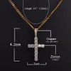 Ciondolo croce zircone ghiacciato con collana a catena da tennis da 4 mm Set gioielli hip hop da uomo Collana con ciondolo CZ in argento dorato187L