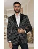 High Quality Black Polka Dot Groom Tuxedos Peak Lapel Groomsmen Mens Suits Wedding/Prom/Dinner Blazer (Jacket+Pants+Tie) K393