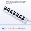 Computer USB 2.0 HUB 7 Port Switch Indicator High Speed Splitter Hub with USB Cable for Desktop Notebook USB Mouse Scanner