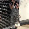 Monerffi 2019 Retro Streetwear Hiphop Plemsuit Plaid Print Women Women Harajuku Volous Bib Cargo Pants V191021