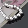 OMHXZJ brins de perles entiers personnalité mode femme fille cadeau de fête argent 10mm perles creuses chaîne 925 en argent Sterling Brace1805212