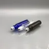 ステンレススチールローラーの詰め替え可能な香水消臭容器のチューブの透明なアンバーブルーの厚い1/3oz 10mlエッセンシャルオイルローラーボール瓶