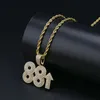 Europe and America Fashion Hip Hop Jewlery Yellow White Gold Plated CZ 88 Rising Rich Pendant Necklace for Men Women Nice Gift333V