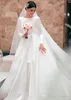 Barato modesto mangas compridas de cetim vestidos de casamento bateau pescoço varrer trem mangas compridas plus size país vestidos de noiva vestidos de noiva