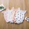 Linen Cotton Baby Girls Fly Sleeve Rompers Newborn Infant linen Jumpsuits Summer cartoon paterrn Boutique Kids Climbing Clothes M1672