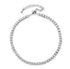 Diamant Argent Tennis cheville Micro Pave Cubic Zirconia Simulé Diamants Bijoux 3mm une Rangée cheville femmes bracelets de cheville cadeau pour petite amie