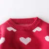 Bebê crianças camisola meninas amor coração padrão pulôver de malha valentine039s dia roupas da criança j27792006715