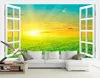 نافذة بيضاء البرية شروق الشمس مشاهدة خلفية 3D خلفية الجدار للجدران 3 د لغرفة المعيشة
