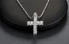 Silver Color Cross Pendant Halsband med Österrike Crystal Zircon Allergy Free Women Halsband Bröllop Smycken WN56