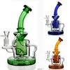 Bong Blue Green Amber Sturdy Dab rig heady glass hookah bubble water pipe rigs recycler oil rig for smoking 14.4 joint