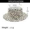 2019 Nowy UNISEX Leopard Flat Top Hat Imitacja wełny Wool Women Fedoras Hats Stylish Vintage Trilby Caps Panama Jazz Hat Chapeau48960299309340