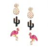 Shell perla espárragos para las mujeres star crescent pendientes de la muchacha hoja de flamenco piña 3 piezas espárragos conjunto de joyas envío gratis