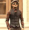 Brown Double Breasted Groom Vests 2019 Wool Tweed Formal Groom's Wear Suit Vest Men's Wedding Tuxedo Waistcoat Plus Size259R