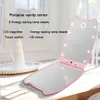 3styles Portable 8 LED Lights Makeup Compact Mirror Double-sided Folding With Magnifying Glass Small Mirror Tools RRA2164
