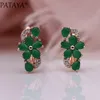 Fashion- New Women Earrings 585 Rose Gold Green Water Drop Natural Zircon Fashion Jewelry Cute Gift Wedding Flower Dangle Earrings